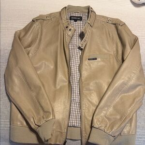 Members Only Men's Beige faux leather  Jacket